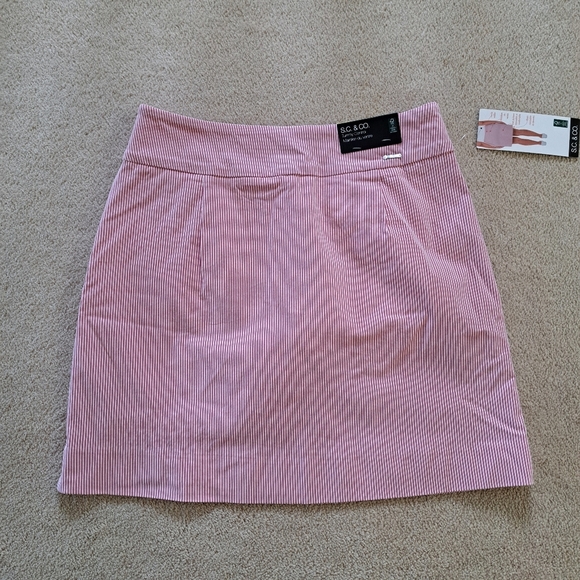 ❤️ S.C.& Co. Pull On Skort Pink White Striped Stretch Skirt Women's  NWT - Picture 11 of 11